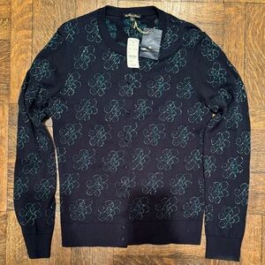 Brooks Brothers Women’s Navy Blue Sparkly Cardigan Sweater Size Large NWT